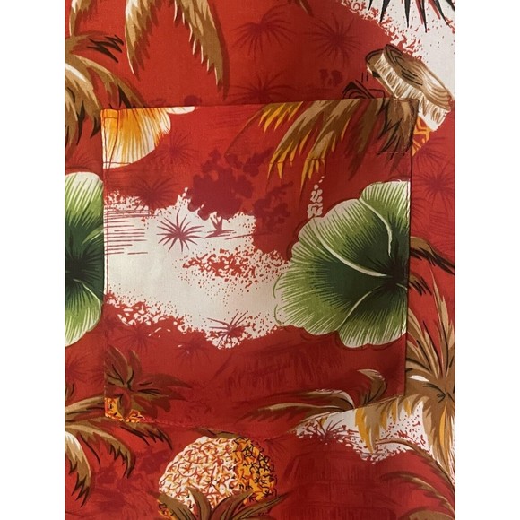 Kennington Ltd Hawaiian Shirt Size XL Red w Floral Pineapples and Drums Unisex - Picture 5 of 5